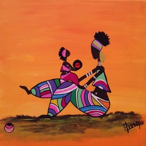 Peinture Femme Africaine de profil rose