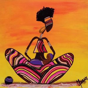 Femme africaine et son enfant peinture