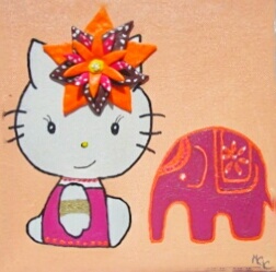 Peinture enfant Hello Kitty en inde