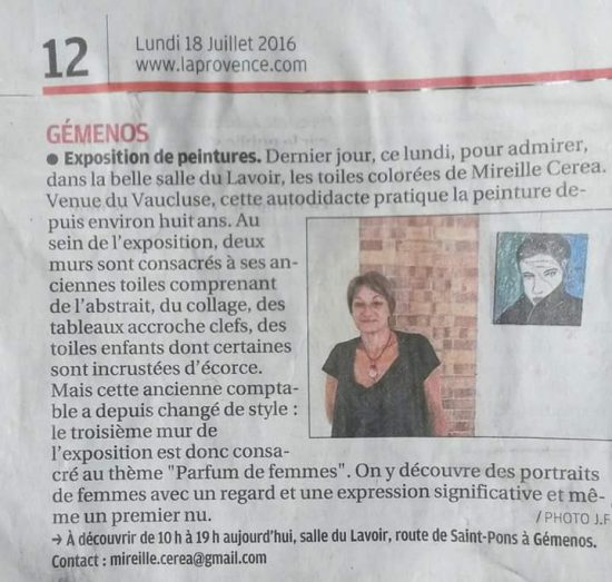 Coupure La Provence exposition à Géménos