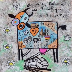 Peinture de vache pour chambre d'enfant par Mireille Cerea