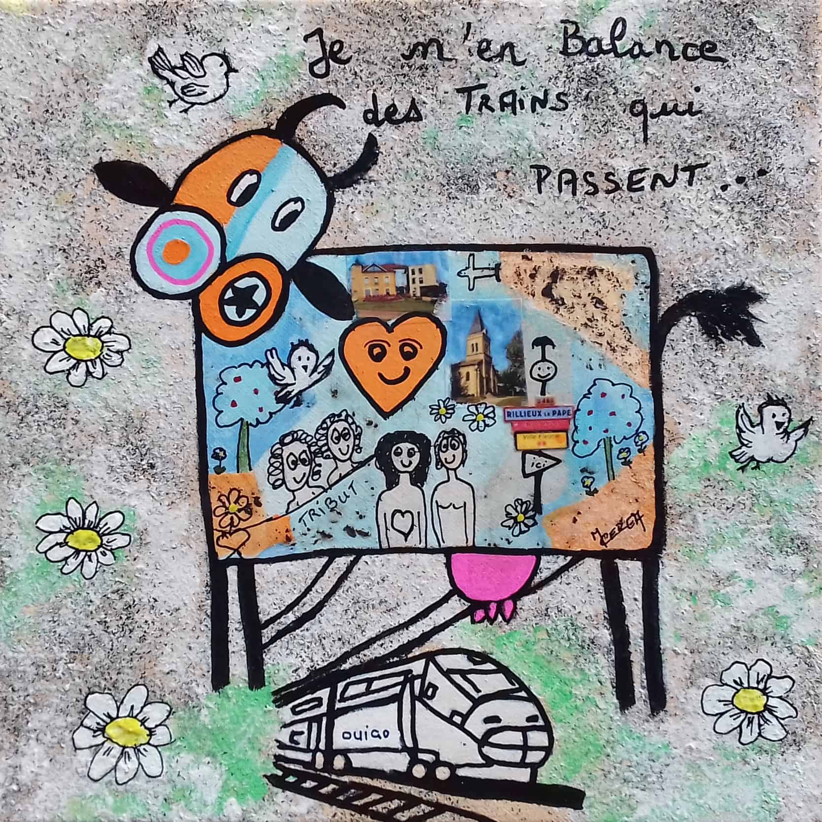 Peinture de vache pour chambre d'enfant par Mireille Cerea