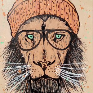 peinture arty d'un lion