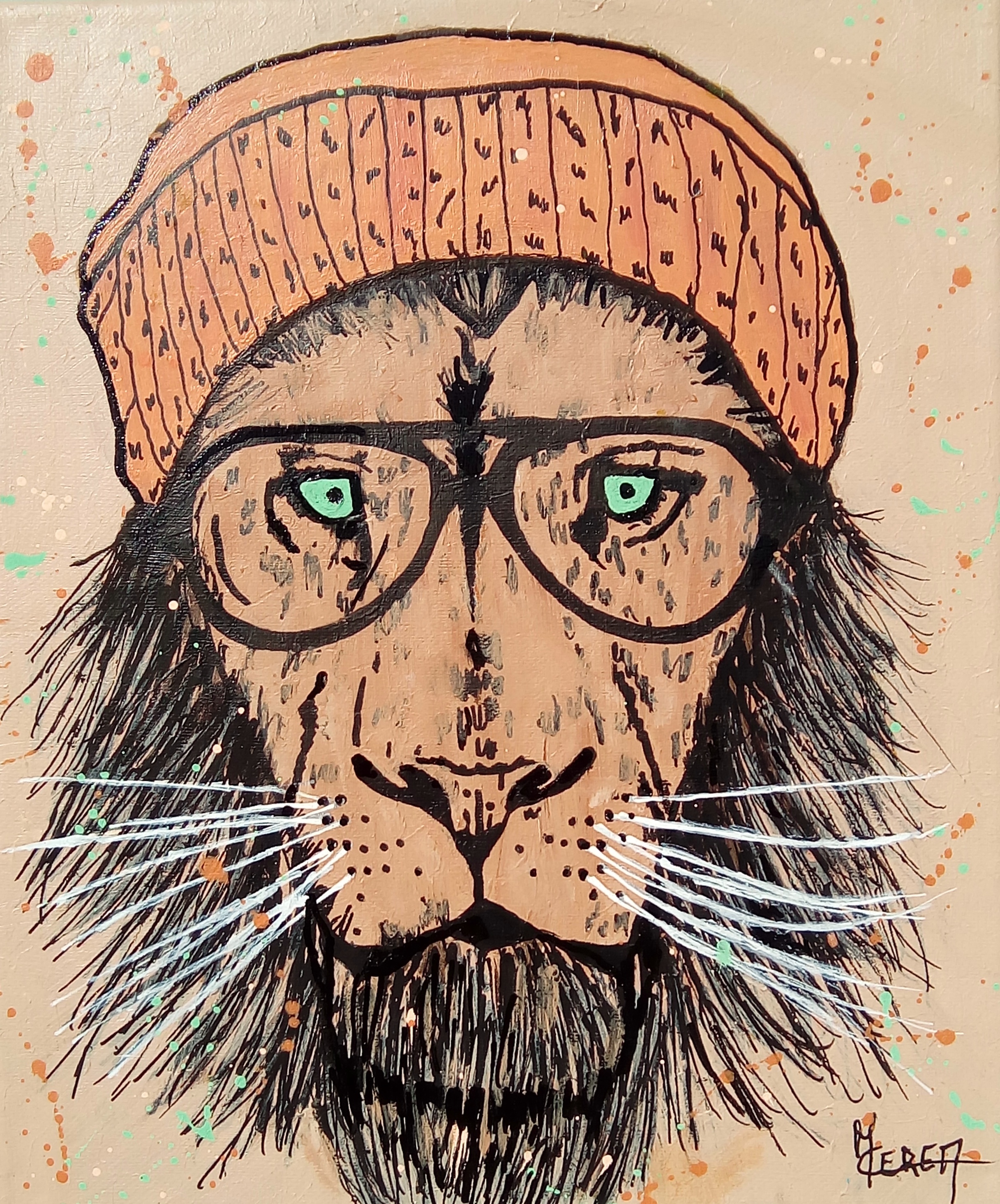 peinture arty d'un lion