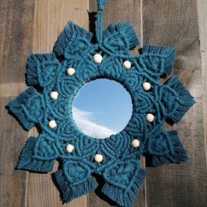 Miroir Mandale bleu canard
